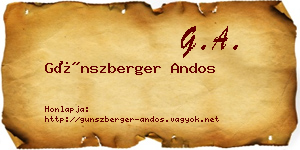 Günszberger Andos névjegykártya
